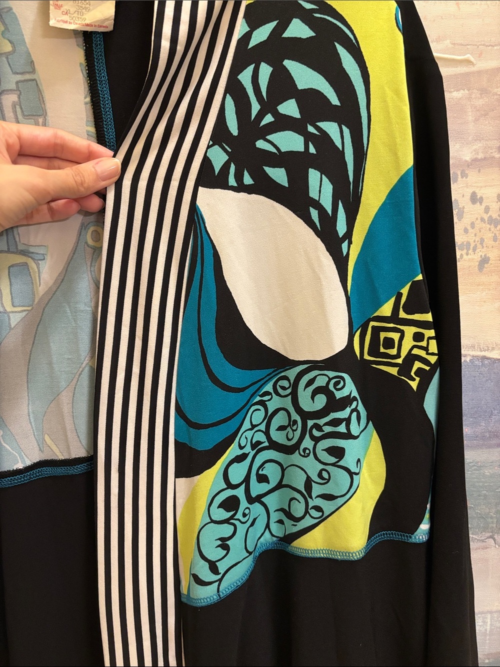 Multi-Color Patterned Open Front Kimono Style Cardigan - Picture 2 of 8